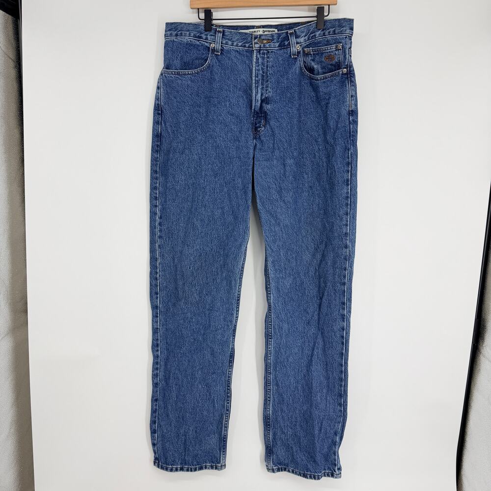 Harley Davidson Original Straight Medium Wash Motorcycle Blue Jean Mens 38x34